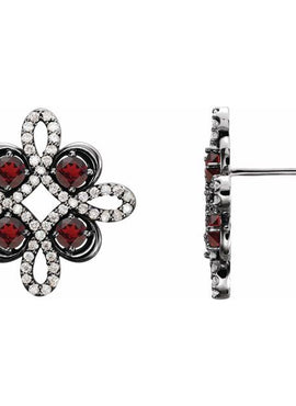 14K White Gold Natural Ruby & 1/4 CTW Natural Diamond Earrings