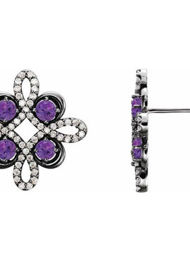 14K White Gold Natural Ruby & 1/4 CTW Natural Diamond Earrings
