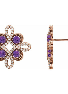 14K White Gold Natural Ruby & 1/4 CTW Natural Diamond Earrings