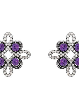 14K White Gold Natural Ruby & 1/4 CTW Natural Diamond Earrings