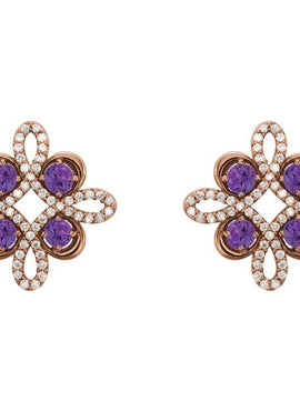 14K White Gold Natural Ruby & 1/4 CTW Natural Diamond Earrings