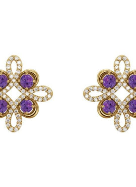 14K White Gold Natural Ruby & 1/4 CTW Natural Diamond Earrings