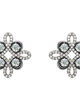 14K White Gold Natural Ruby & 1/4 CTW Natural Diamond Earrings