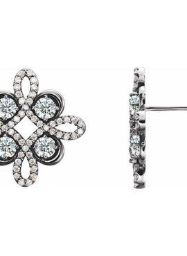 14K White Gold Natural Ruby & 1/4 CTW Natural Diamond Earrings