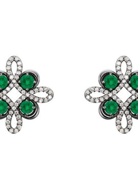 14K White Gold Natural Ruby & 1/4 CTW Natural Diamond Earrings