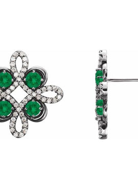 14K White Gold Natural Ruby & 1/4 CTW Natural Diamond Earrings