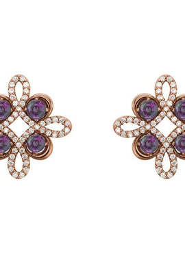14K White Gold Natural Ruby & 1/4 CTW Natural Diamond Earrings