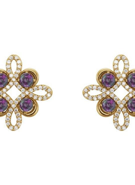 14K White Gold Natural Ruby & 1/4 CTW Natural Diamond Earrings