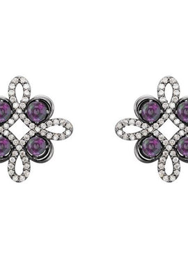 14K White Gold Natural Ruby & 1/4 CTW Natural Diamond Earrings