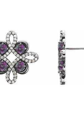 14K White Gold Natural Ruby & 1/4 CTW Natural Diamond Earrings