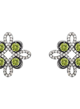 14K White Gold Natural Ruby & 1/4 CTW Natural Diamond Earrings