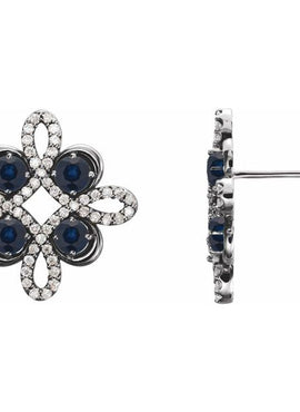 14K White Gold Natural Ruby & 1/4 CTW Natural Diamond Earrings