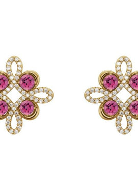14K White Gold Natural Ruby & 1/4 CTW Natural Diamond Earrings