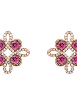 14K White Gold Natural Ruby & 1/4 CTW Natural Diamond Earrings