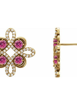 14K White Gold Natural Ruby & 1/4 CTW Natural Diamond Earrings