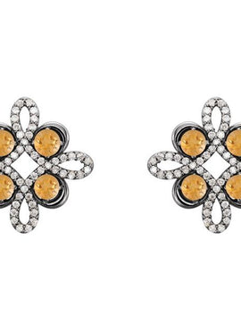 14K White Gold Natural Ruby & 1/4 CTW Natural Diamond Earrings
