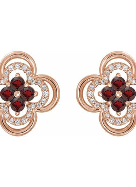 14K White Gold Natural Blue Sapphire & 1/5 CTW Natural Diamond Clover Earrings