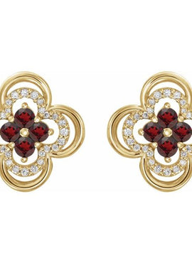 14K White Gold Natural Blue Sapphire & 1/5 CTW Natural Diamond Clover Earrings