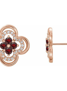 14K White Gold Natural Blue Sapphire & 1/5 CTW Natural Diamond Clover Earrings