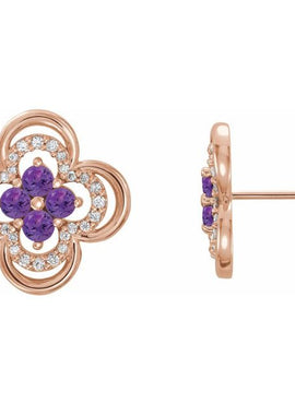 14K White Gold Natural Blue Sapphire & 1/5 CTW Natural Diamond Clover Earrings