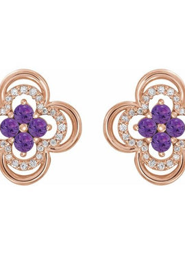 14K White Gold Natural Blue Sapphire & 1/5 CTW Natural Diamond Clover Earrings