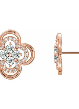 14K White Gold Natural Blue Sapphire & 1/5 CTW Natural Diamond Clover Earrings