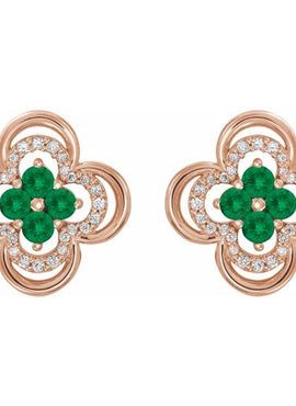 14K White Gold Natural Blue Sapphire & 1/5 CTW Natural Diamond Clover Earrings