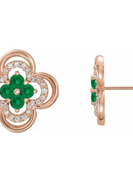 14K White Gold Natural Blue Sapphire & 1/5 CTW Natural Diamond Clover Earrings