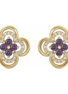 14K White Gold Natural Blue Sapphire & 1/5 CTW Natural Diamond Clover Earrings