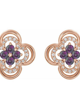 14K White Gold Natural Blue Sapphire & 1/5 CTW Natural Diamond Clover Earrings