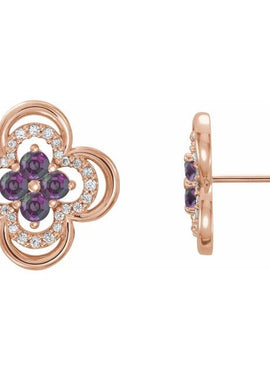 14K White Gold Natural Blue Sapphire & 1/5 CTW Natural Diamond Clover Earrings