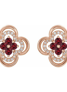 14K White Gold Natural Blue Sapphire & 1/5 CTW Natural Diamond Clover Earrings