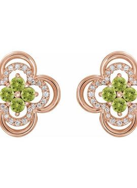 14K White Gold Natural Blue Sapphire & 1/5 CTW Natural Diamond Clover Earrings