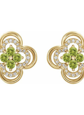 14K White Gold Natural Blue Sapphire & 1/5 CTW Natural Diamond Clover Earrings