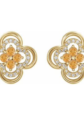 14K White Gold Natural Blue Sapphire & 1/5 CTW Natural Diamond Clover Earrings