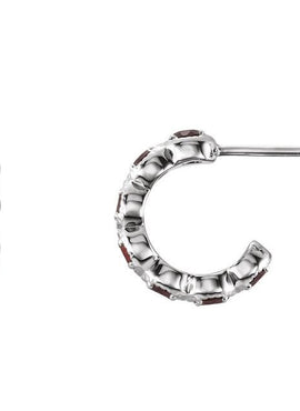 14K White Gold Natural Ruby Hoop Earrings