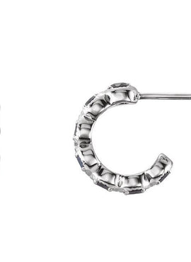 14K White Gold Natural Ruby Hoop Earrings