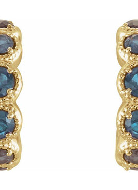 14K White Gold Natural Ruby Hoop Earrings