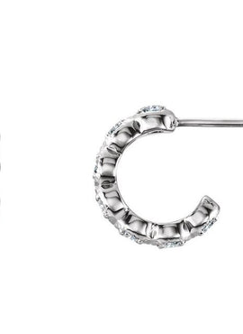 14K White Gold Natural Ruby Hoop Earrings