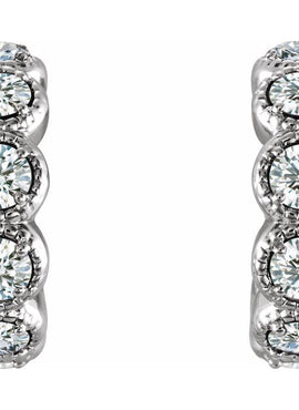 14K White Gold Natural Ruby Hoop Earrings