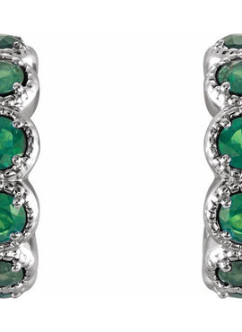 14K White Gold Natural Ruby Hoop Earrings
