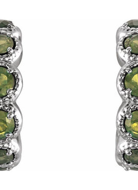 14K White Gold Natural Ruby Hoop Earrings
