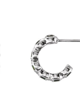14K White Gold Natural Ruby Hoop Earrings