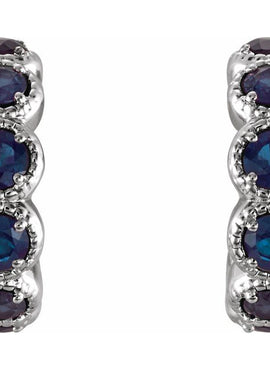 14K White Gold Natural Ruby Hoop Earrings