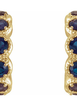 14K White Gold Natural Ruby Hoop Earrings