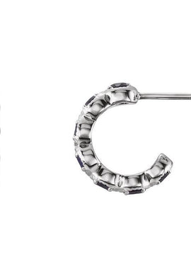 14K White Gold Natural Ruby Hoop Earrings