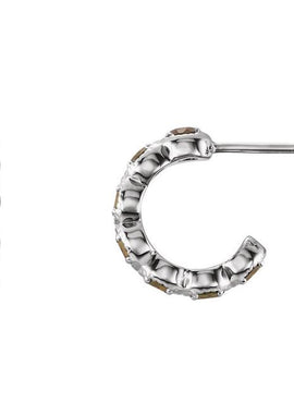 14K White Gold Natural Ruby Hoop Earrings