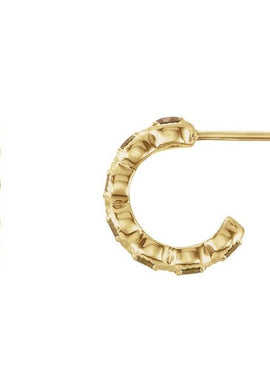 14K White Gold Natural Ruby Hoop Earrings
