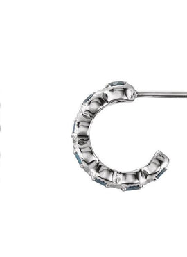 14K White Gold Natural Ruby Hoop Earrings
