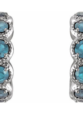 14K White Gold Natural Ruby Hoop Earrings